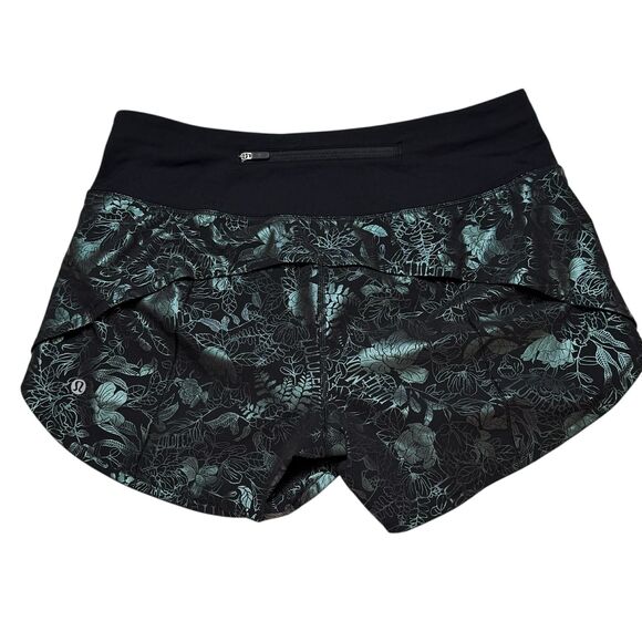 Lululemon Speed Up Mid-Rise Lined Short 4" Logo Flourish Black Iridescent Foil - Picture 4 of 9